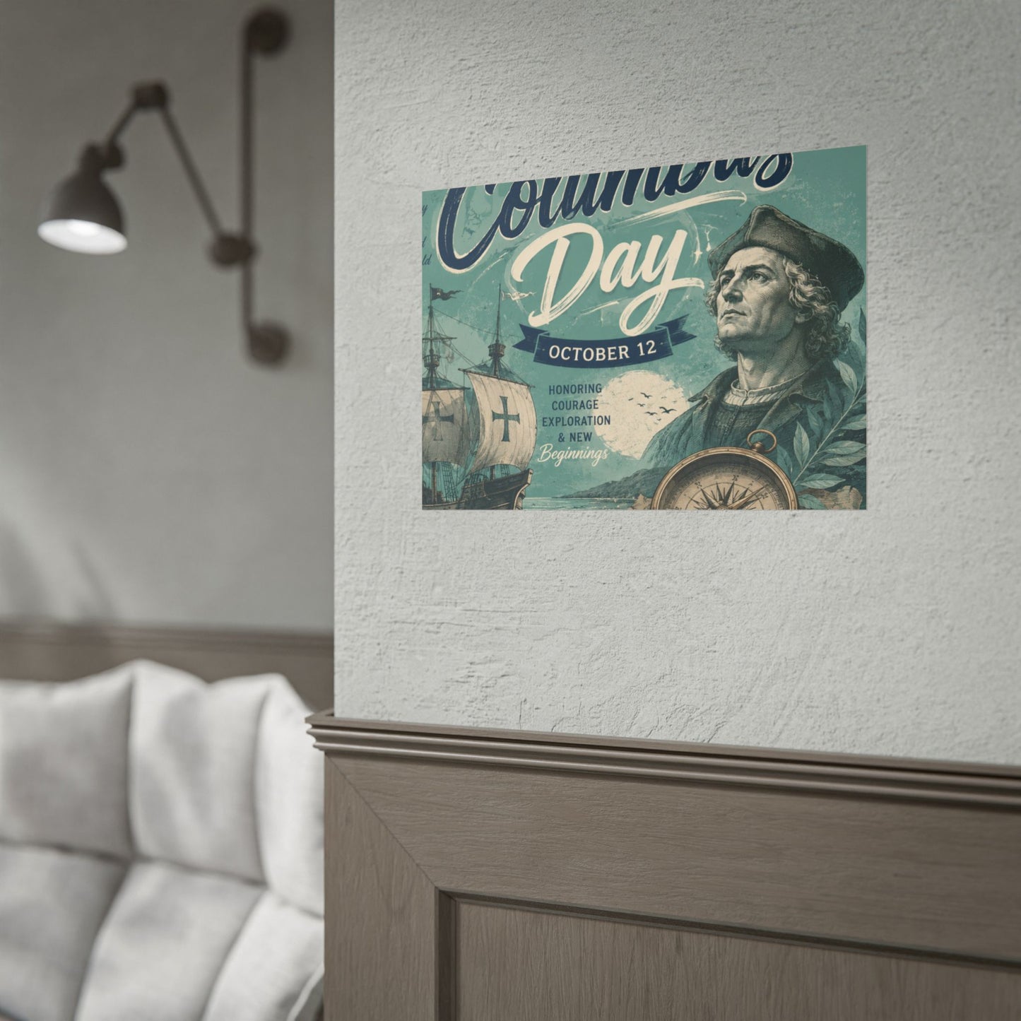 Columbus Day Poster — Rolled Vintage Exploration Print (October 12)