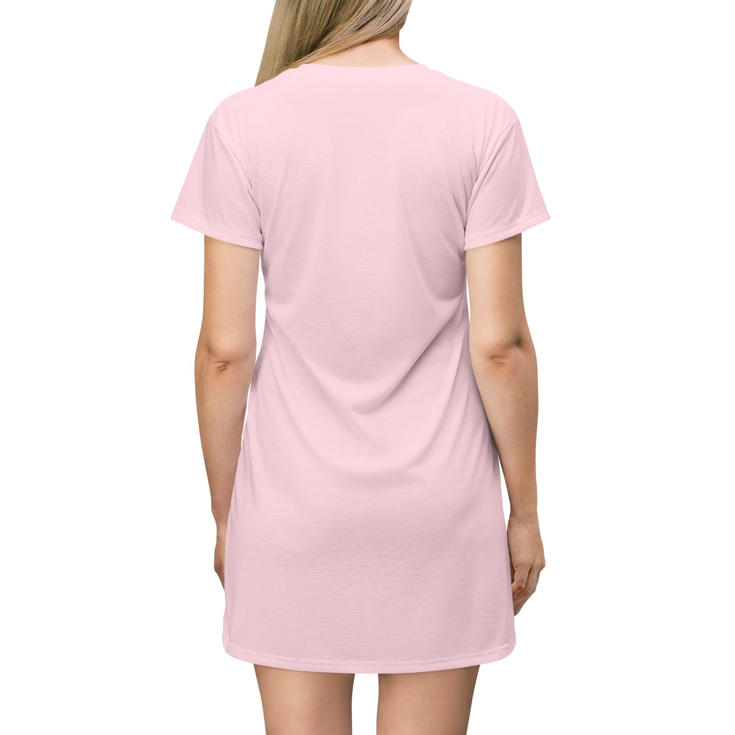 Not Your Average Pink Anime T-Shirt Dress — Feminine Graphic AOP Dress