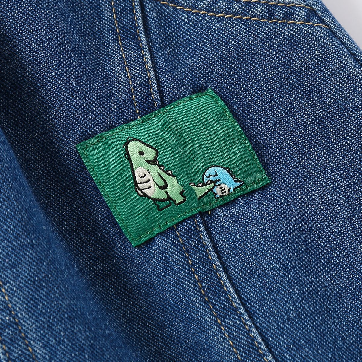 Kids' Washed Denim Pants for Boys, Elastic Cuff Tapered Fit, Long Jean Pants