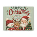 Merry Christmas Canvas Wall Art – Cute Santa, Snowman & Reindeer Holiday Print