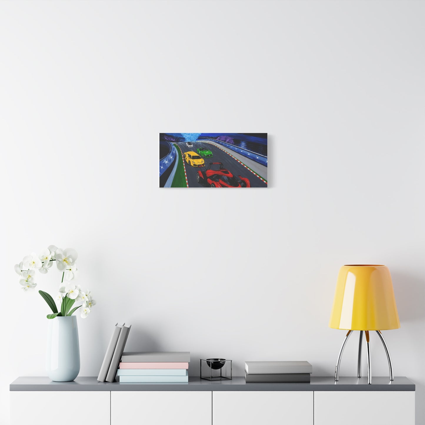Racing Supercars Matte Canvas Print — Vibrant Track Night Artwork (Stretched 1.25")