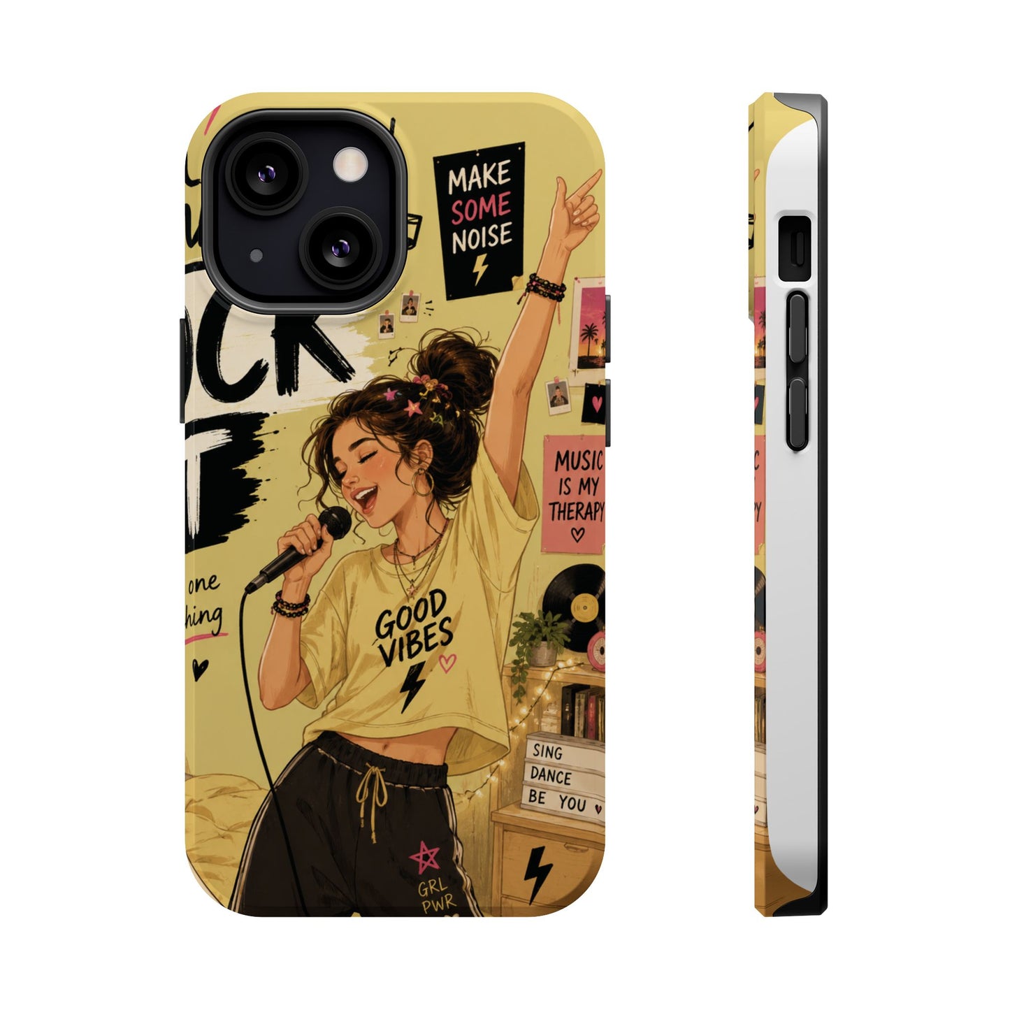 Singer Illustration Phone Case — 'Good Vibes' Magnetic Impact-Resistant Case