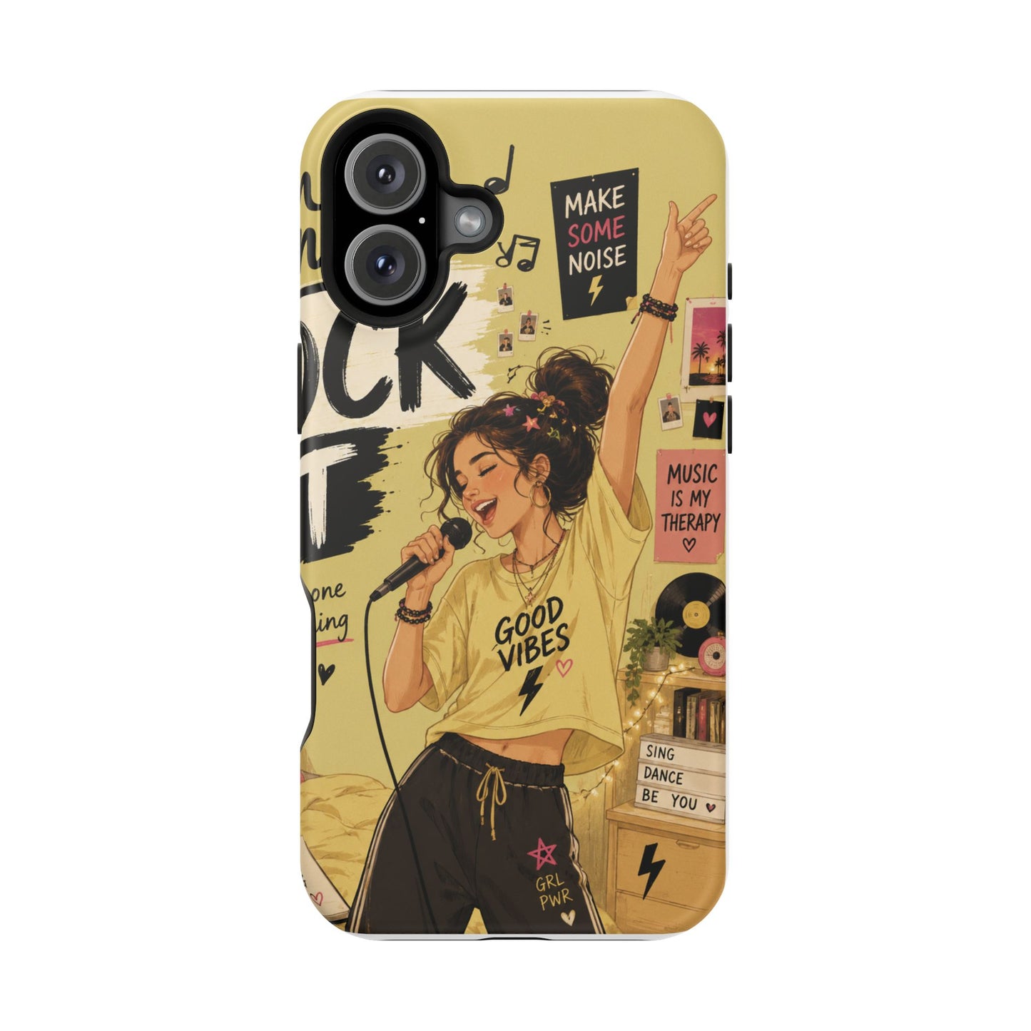 Singer Illustration Phone Case — 'Good Vibes' Magnetic Impact-Resistant Case