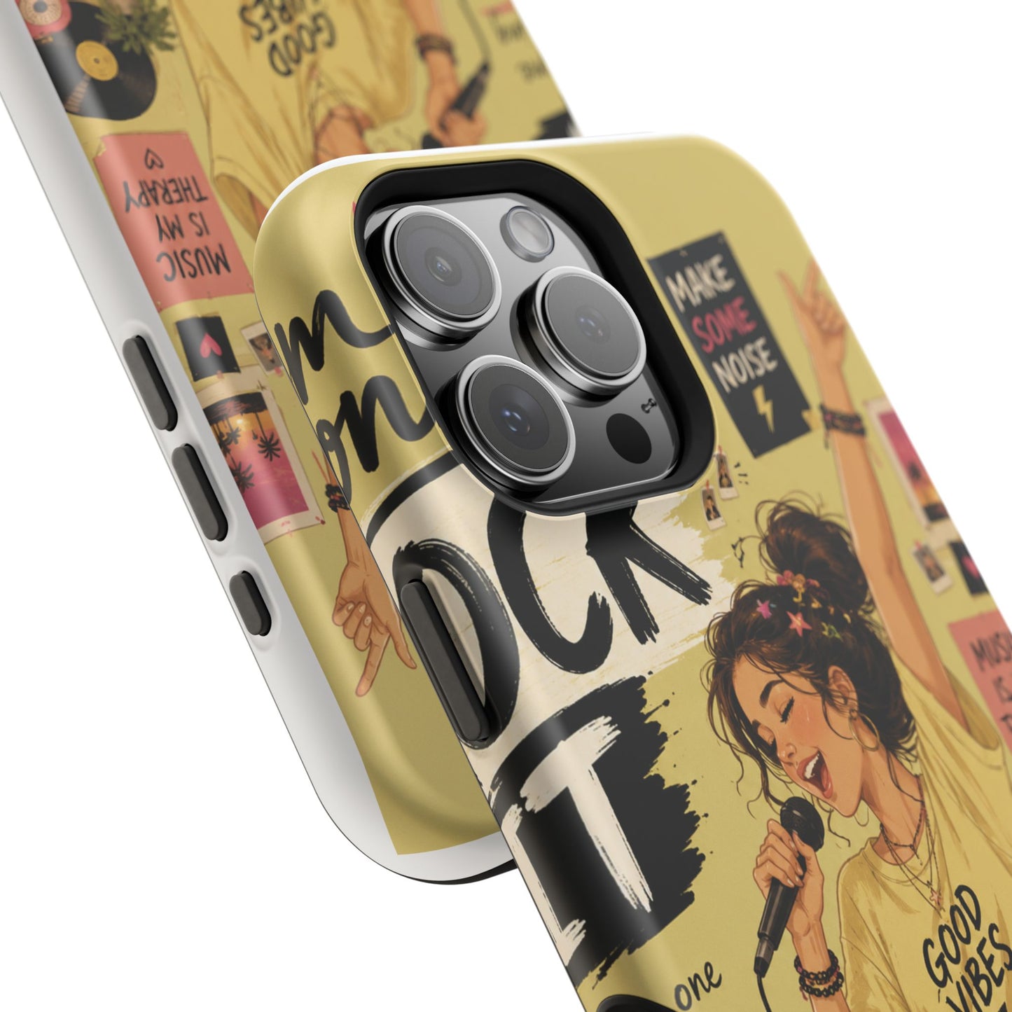 Singer Illustration Phone Case — 'Good Vibes' Magnetic Impact-Resistant Case