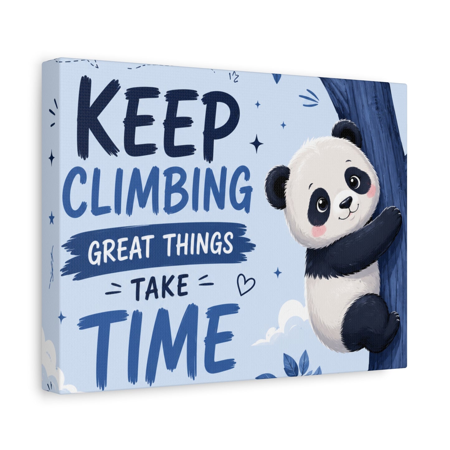 Keep Climbing Panda Canvas Wall Art – Cute Inspirational Nursery Decor for Kids Bedroom & Playroom
