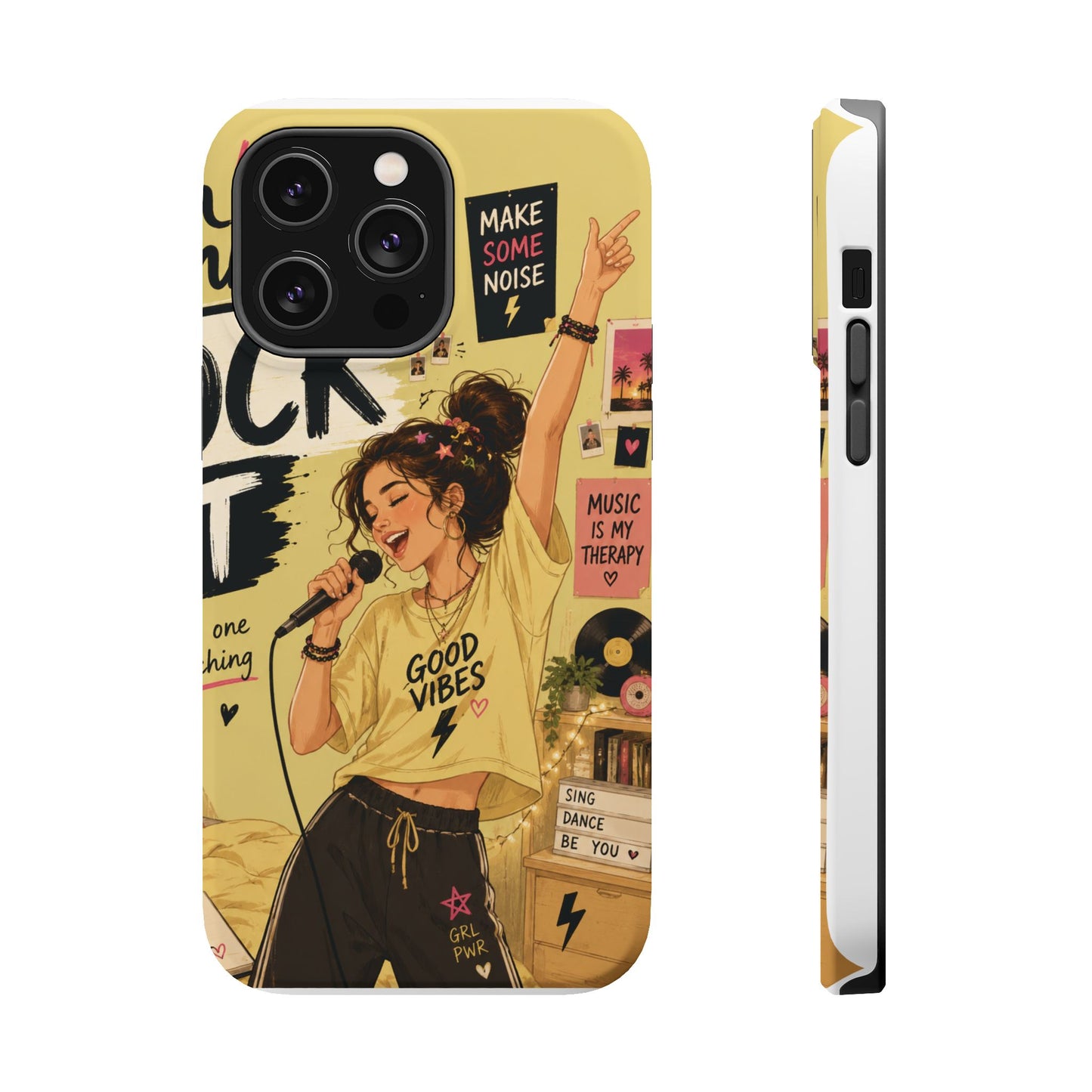 Singer Illustration Phone Case — 'Good Vibes' Magnetic Impact-Resistant Case