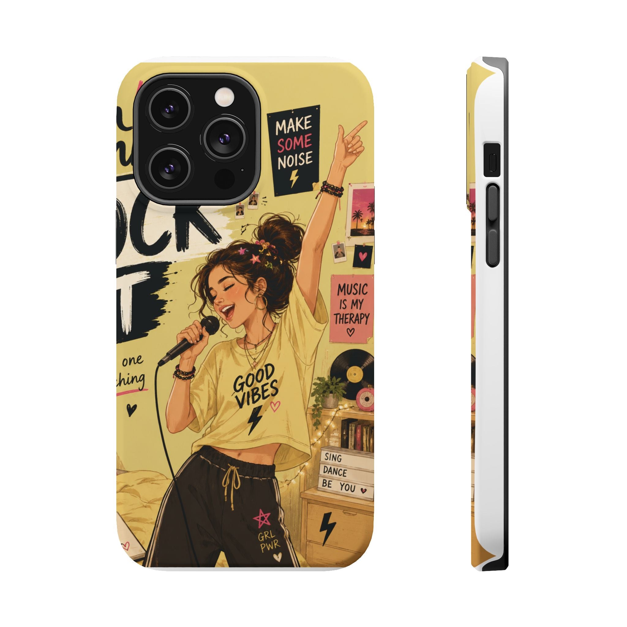 Singer Illustration Phone Case — 'Good Vibes' Magnetic Impact-Resistant Case