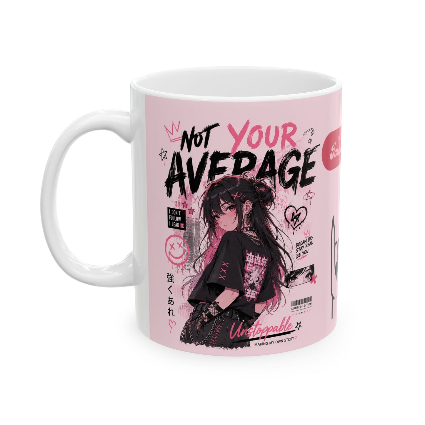 Pink Intersectional Feminist Ceramic Mug (11oz/15oz) — Cute Cat & Love Graphics