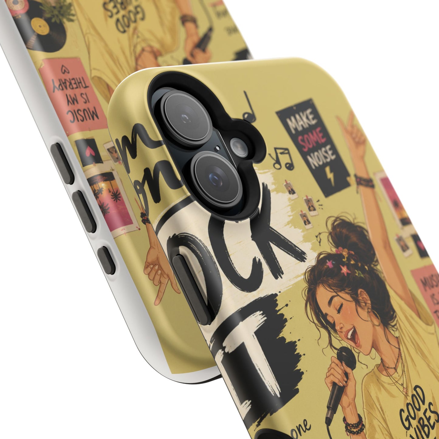 Singer Illustration Phone Case — 'Good Vibes' Magnetic Impact-Resistant Case