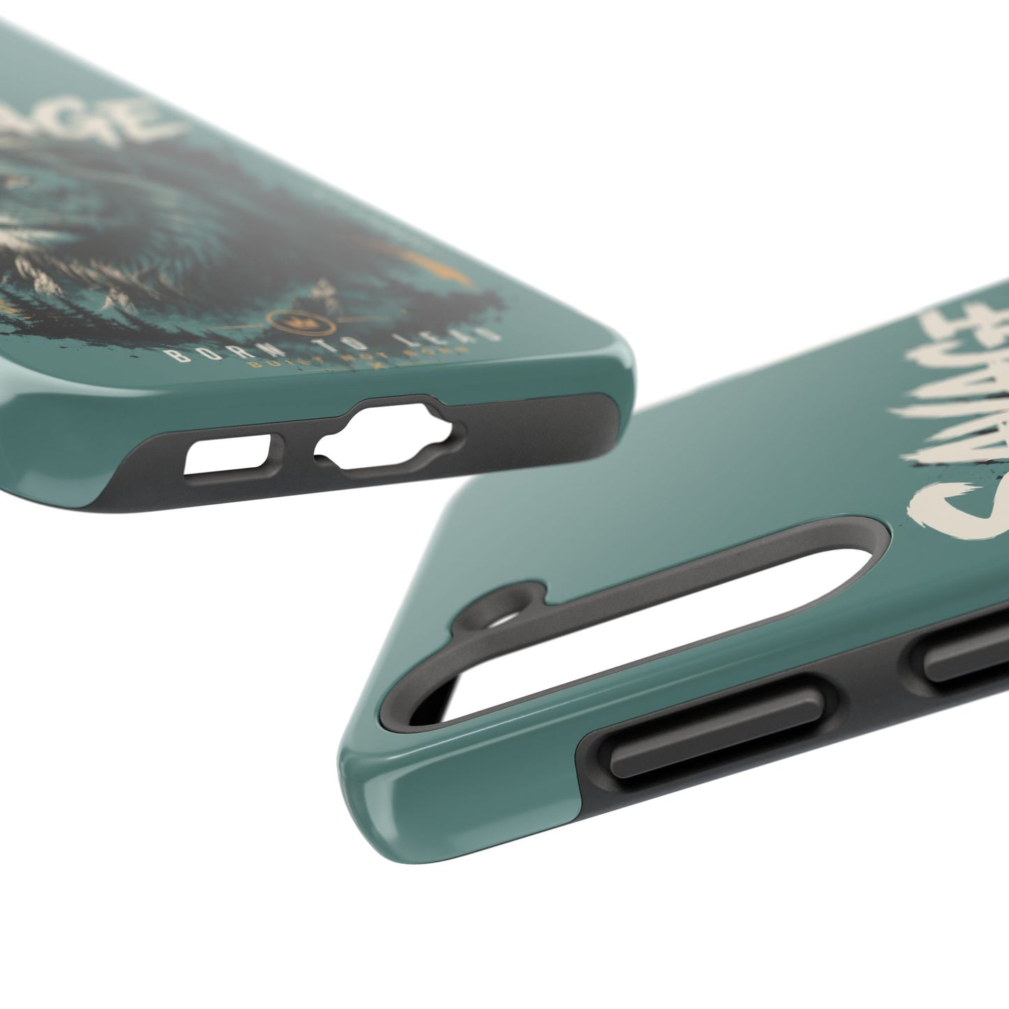 Savage Lion Tough Phone Case – 'Born to Lead' Rugged Protective Cover