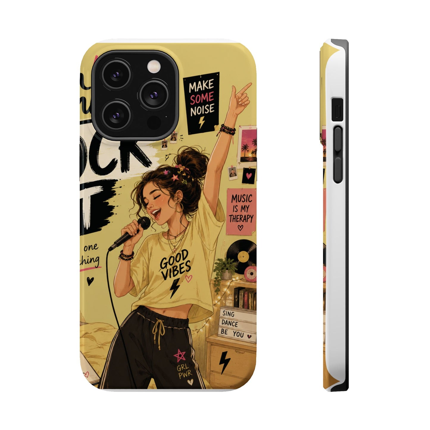 Singer Illustration Phone Case — 'Good Vibes' Magnetic Impact-Resistant Case