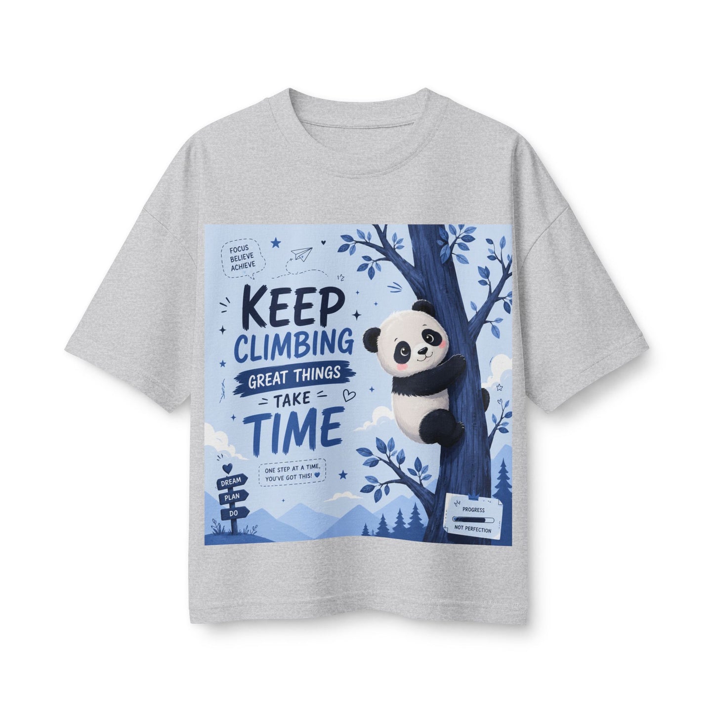 Keep Climbing Panda Tee — Inspirational Women’s Graphic T-Shirt