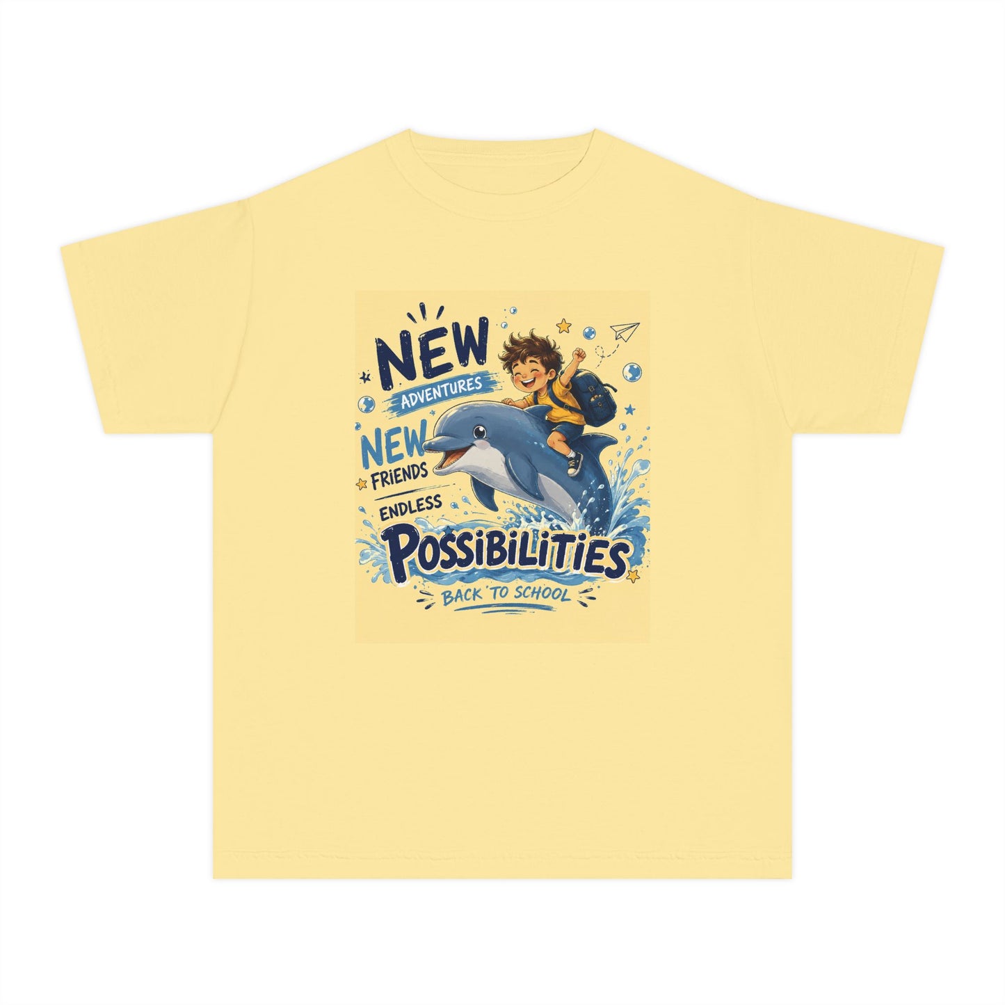 Youth Tee — "New Adventures, New Friends, Endless Possibilities" Back-to-School Graphic