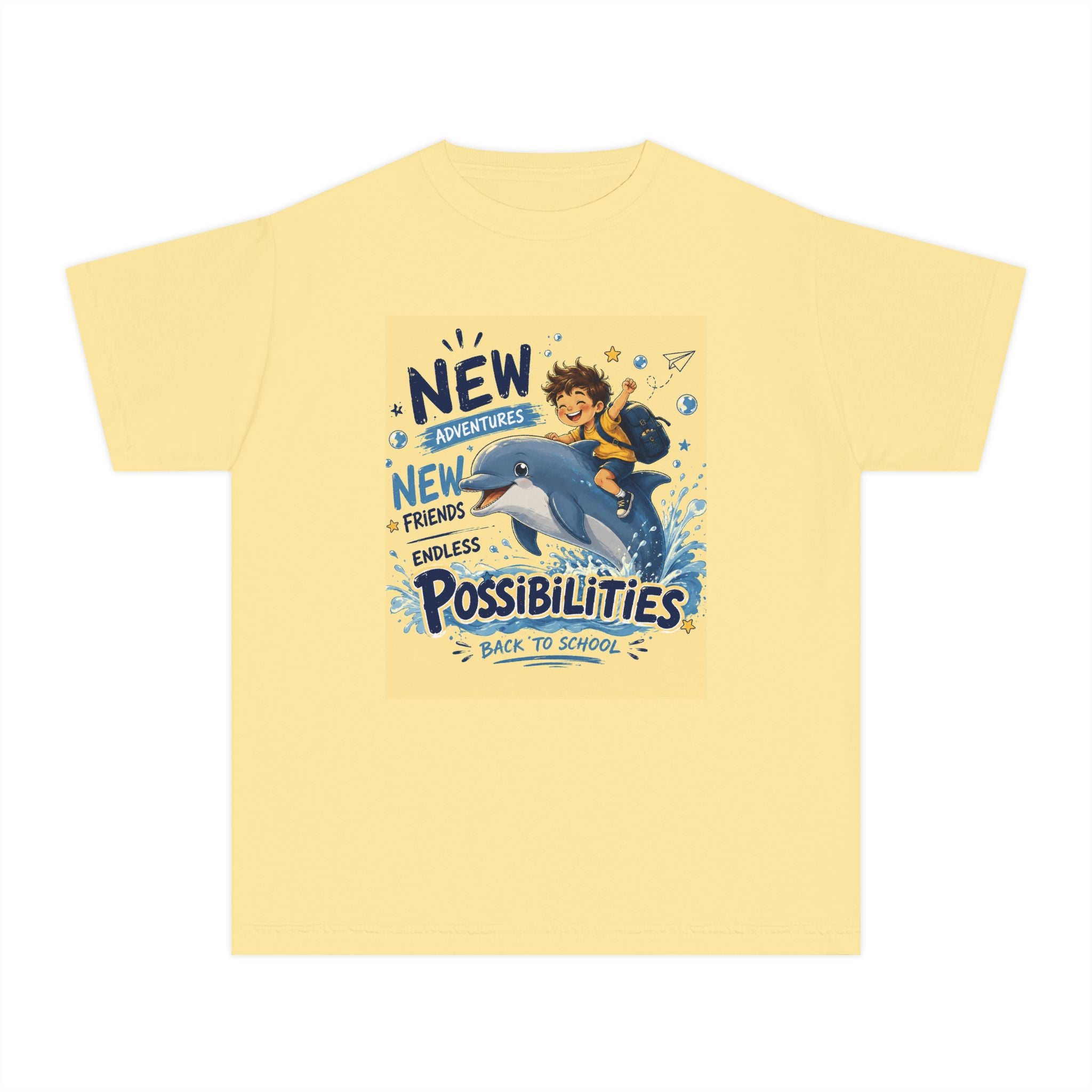 Youth Tee — "New Adventures, New Friends, Endless Possibilities" Back-to-School Graphic