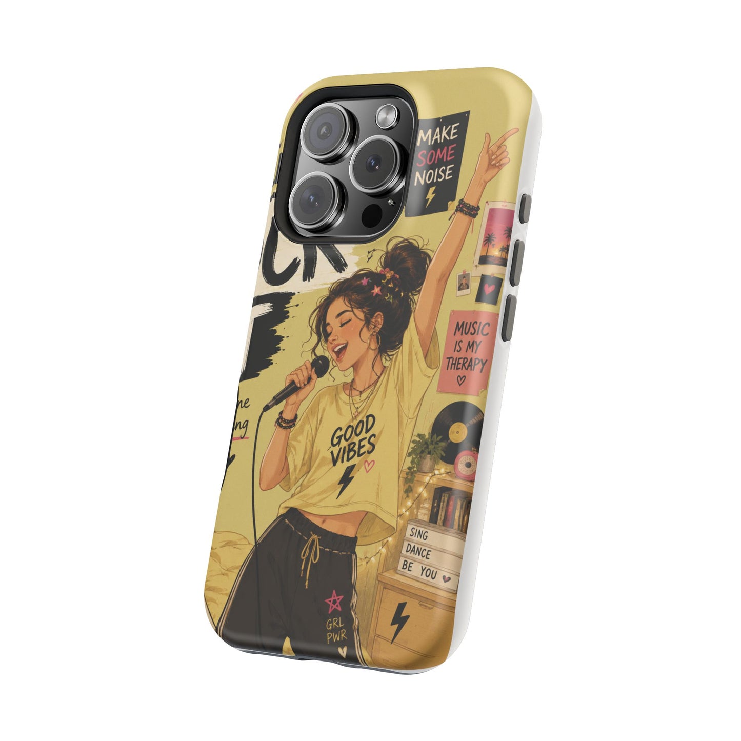 Singer Illustration Phone Case — 'Good Vibes' Magnetic Impact-Resistant Case