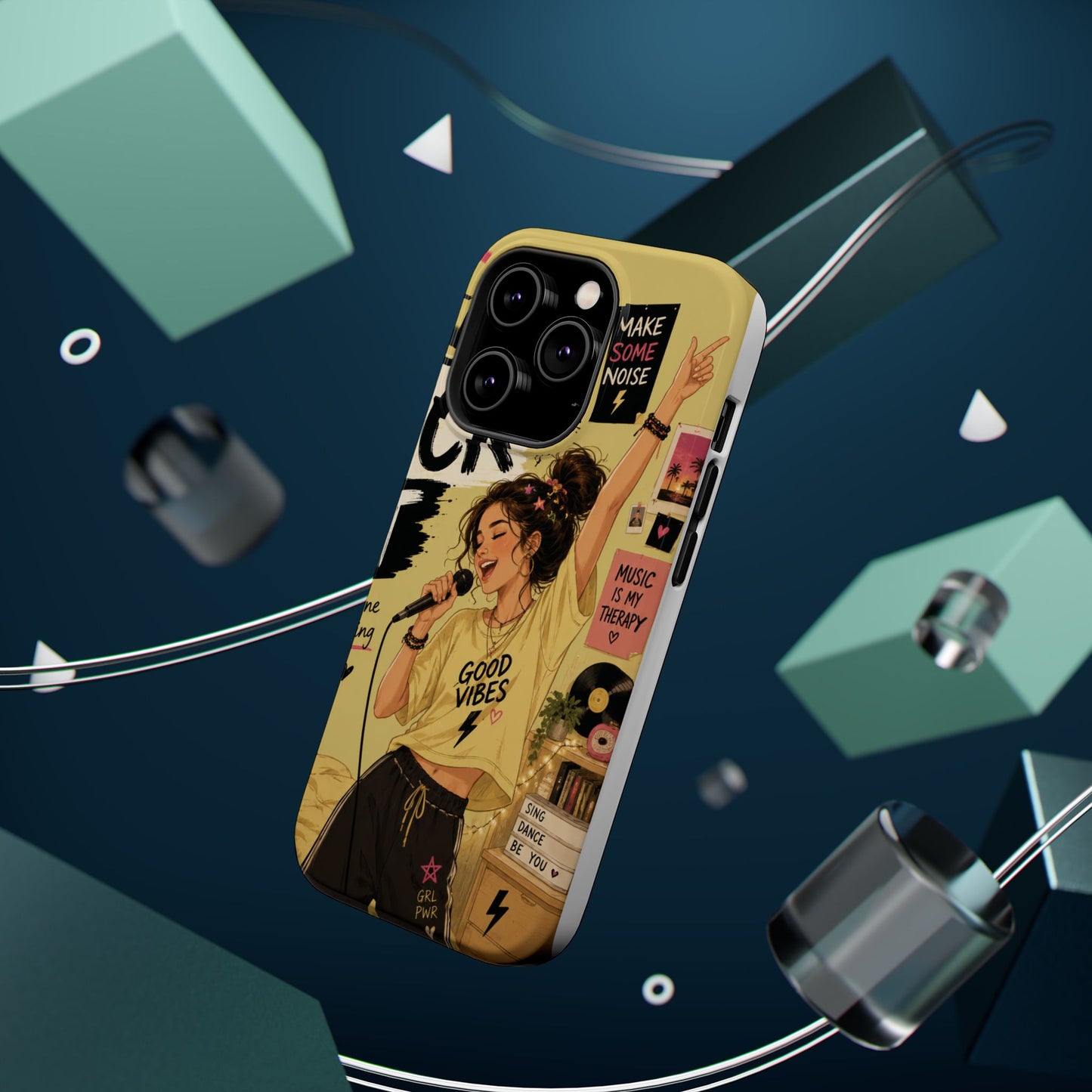 Singer Illustration Phone Case — 'Good Vibes' Magnetic Impact-Resistant Case
