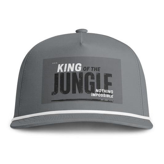 King of the Jungle Rope Cap – Sunwashed Trucker Hat with 'Nothing Impossible' Patch