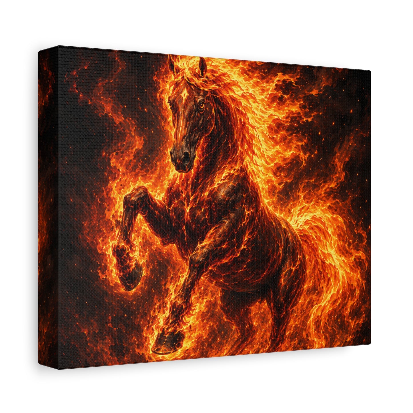 Fiery Horse Canvas Wall Art – Flaming Stallion Matte Stretched Print