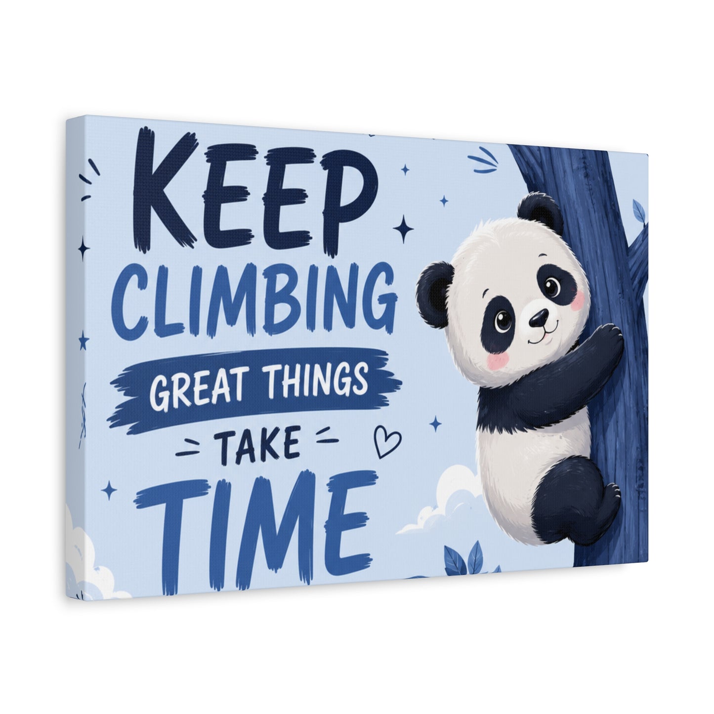 Keep Climbing Panda Canvas Wall Art – Cute Inspirational Nursery Decor for Kids Bedroom & Playroom