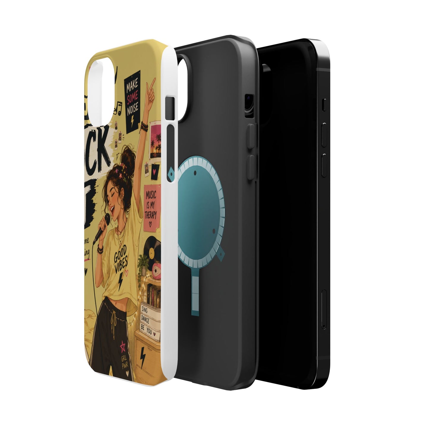 Singer Illustration Phone Case — 'Good Vibes' Magnetic Impact-Resistant Case