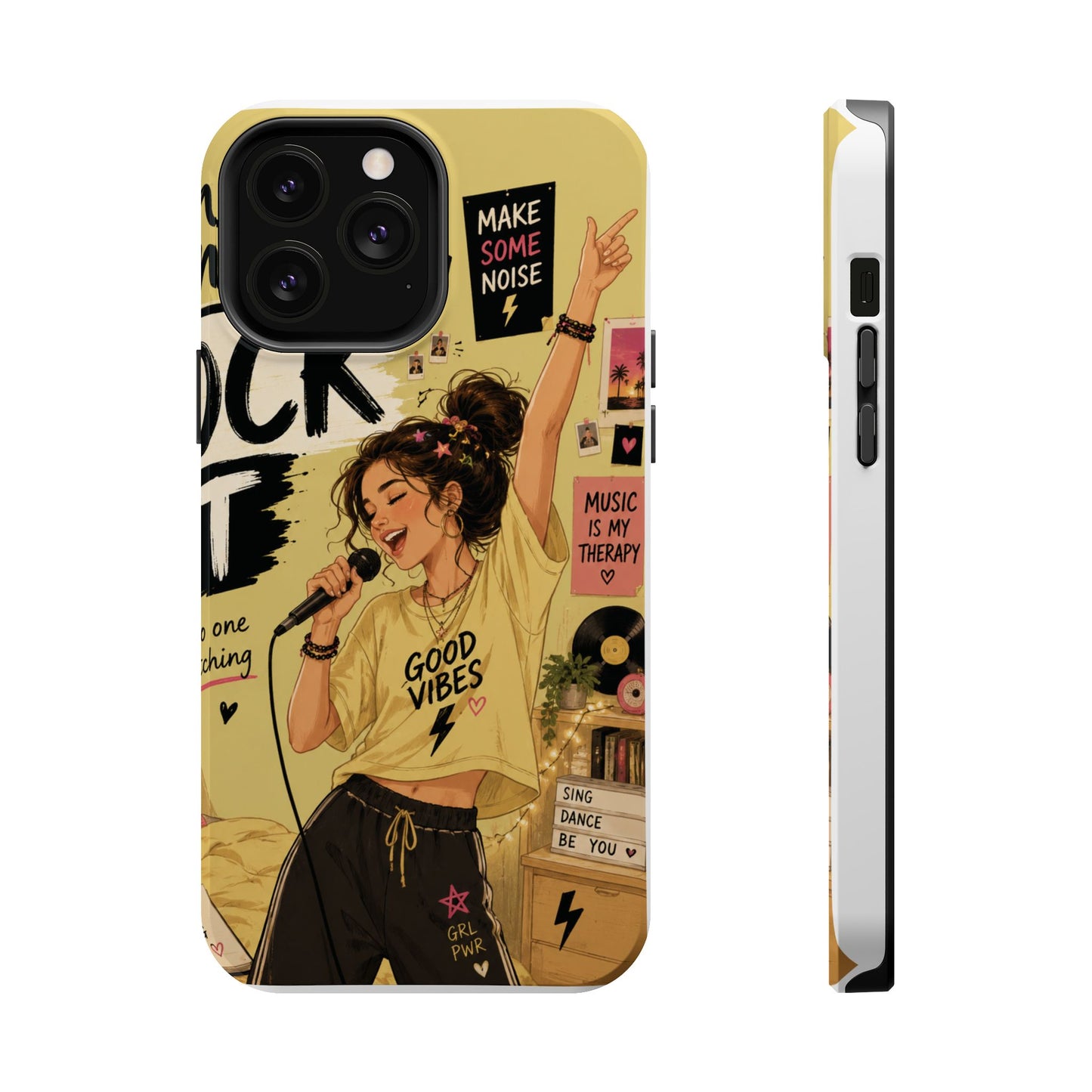 Singer Illustration Phone Case — 'Good Vibes' Magnetic Impact-Resistant Case