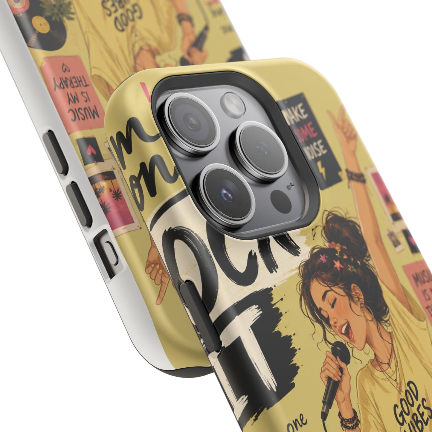 Singer Illustration Phone Case — 'Good Vibes' Magnetic Impact-Resistant Case