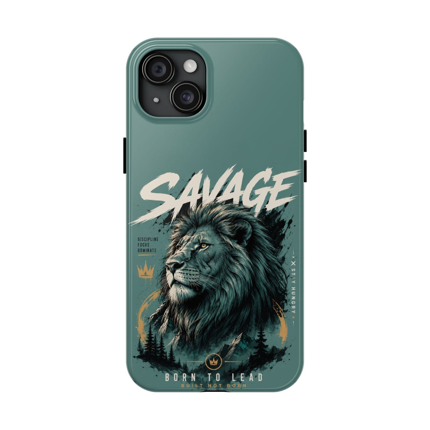 Savage Lion Tough Phone Case – 'Born to Lead' Rugged Protective Cover