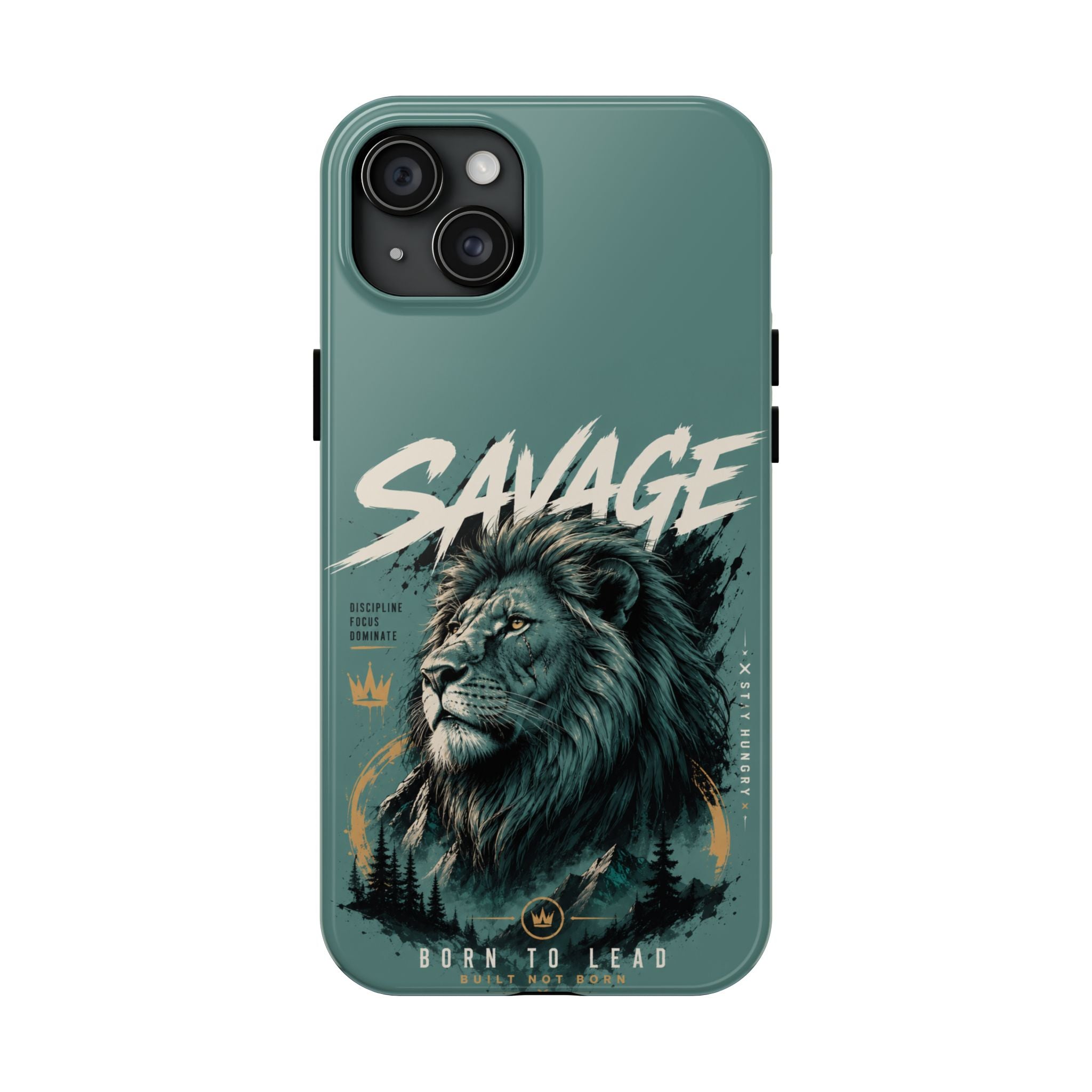 Savage Lion Tough Phone Case – 'Born to Lead' Rugged Protective Cover