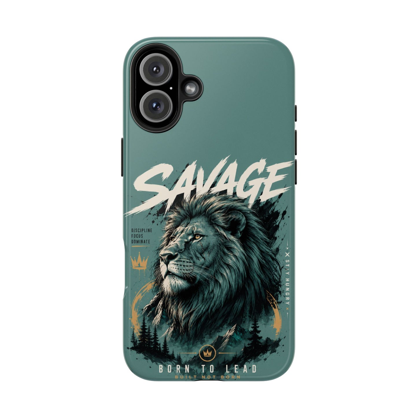Savage Lion Tough Phone Case – 'Born to Lead' Rugged Protective Cover