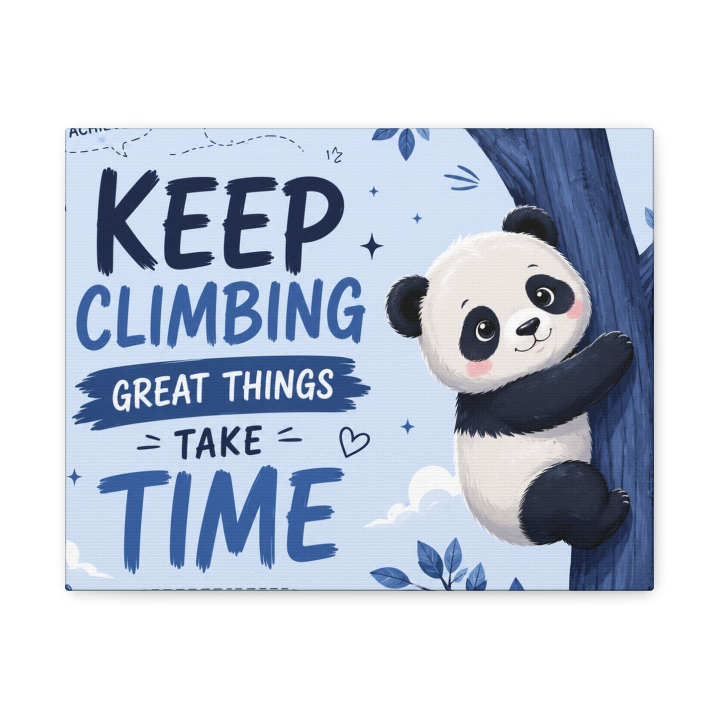 Keep Climbing Panda Canvas Wall Art – Cute Inspirational Nursery Decor for Kids Bedroom & Playroom