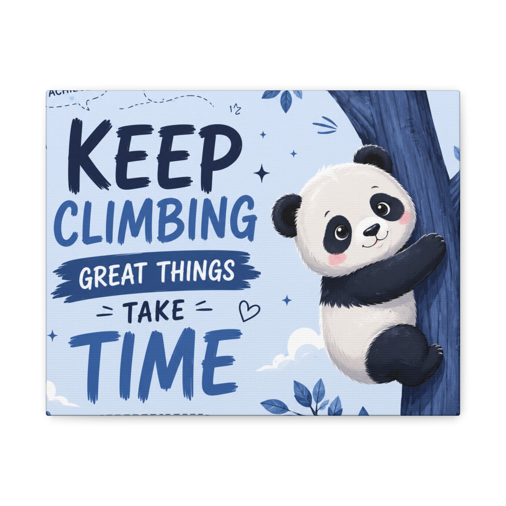 Keep Climbing Panda Canvas Wall Art – Cute Inspirational Nursery Decor for Kids Bedroom & Playroom
