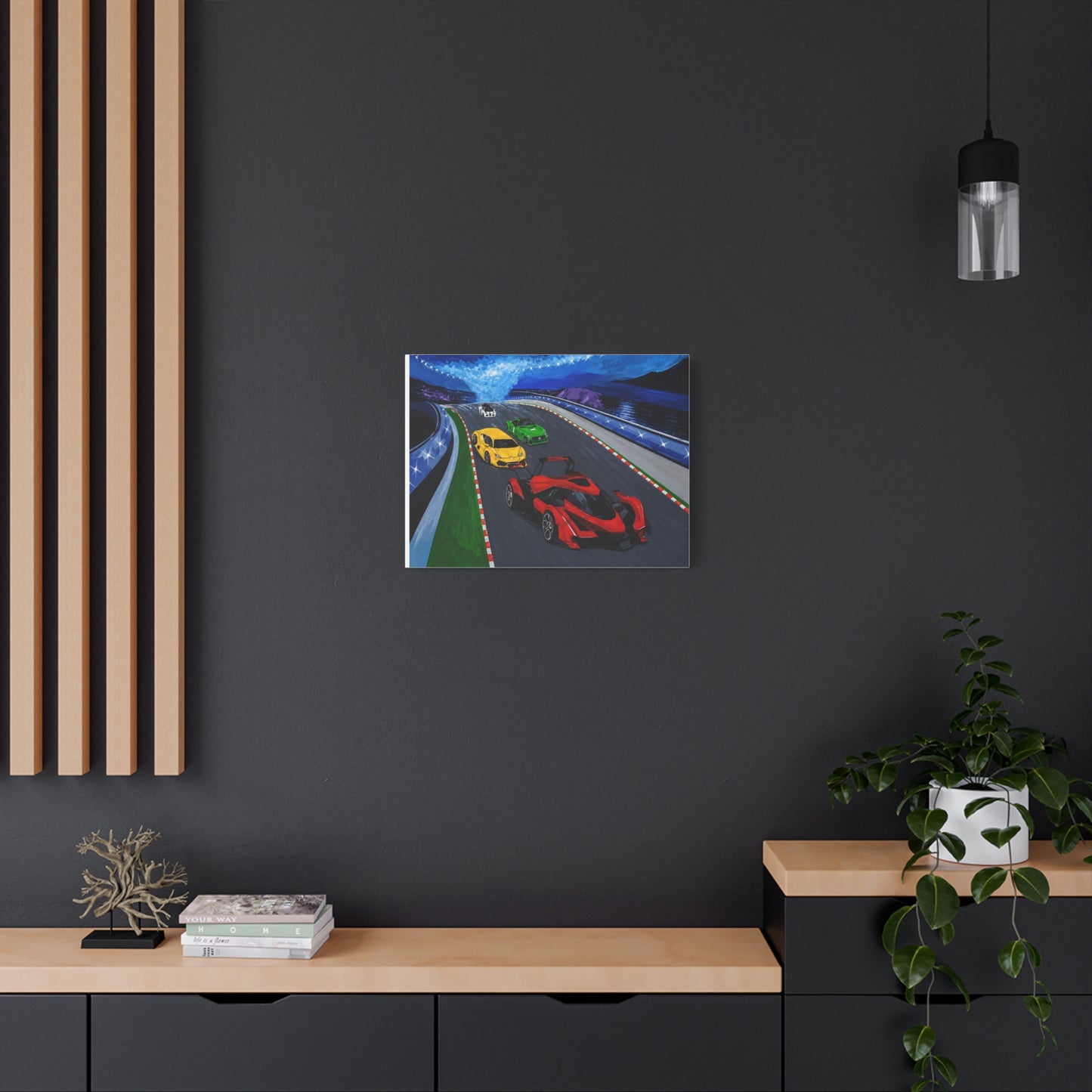 Racing Supercars Matte Canvas Print — Vibrant Track Night Artwork (Stretched 1.25")
