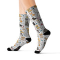 Cute Cat & Dog Doodle Crew Socks – Fun Pet Lover Gift Socks for Women & Men