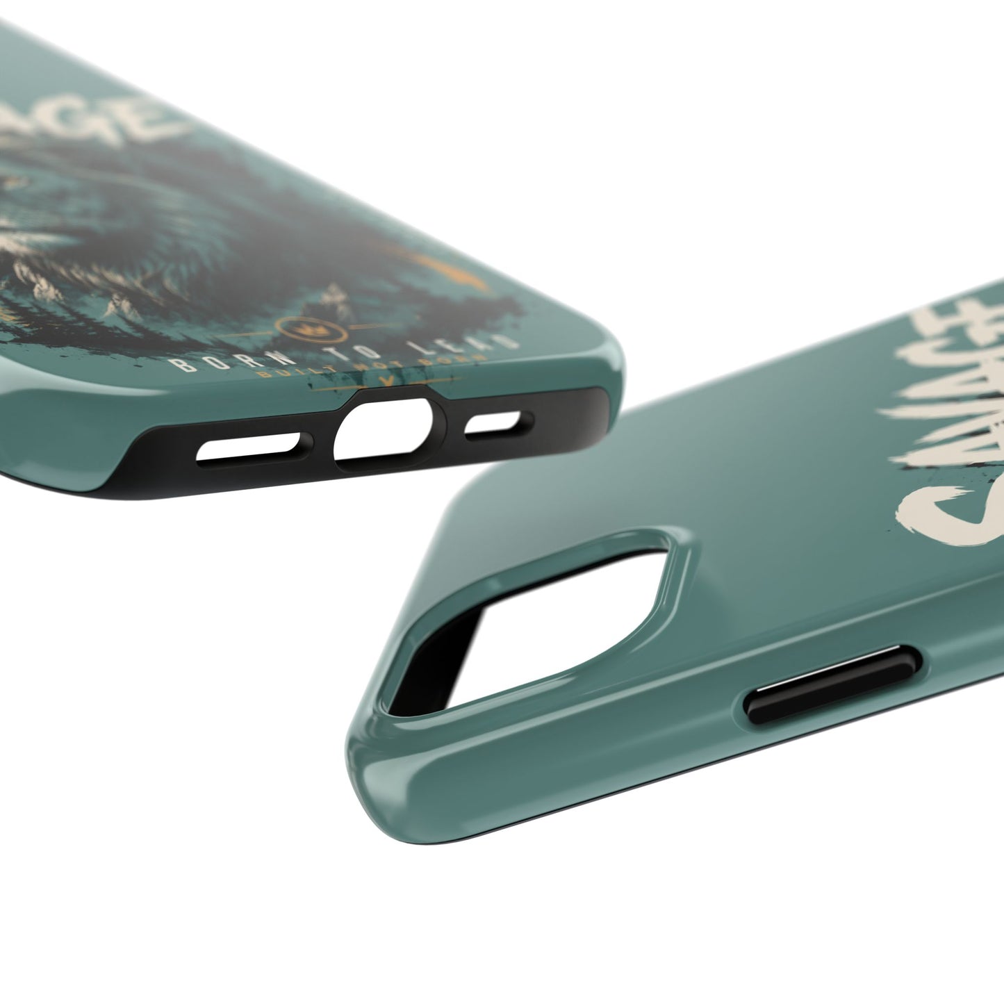 Savage Lion Tough Phone Case – 'Born to Lead' Rugged Protective Cover
