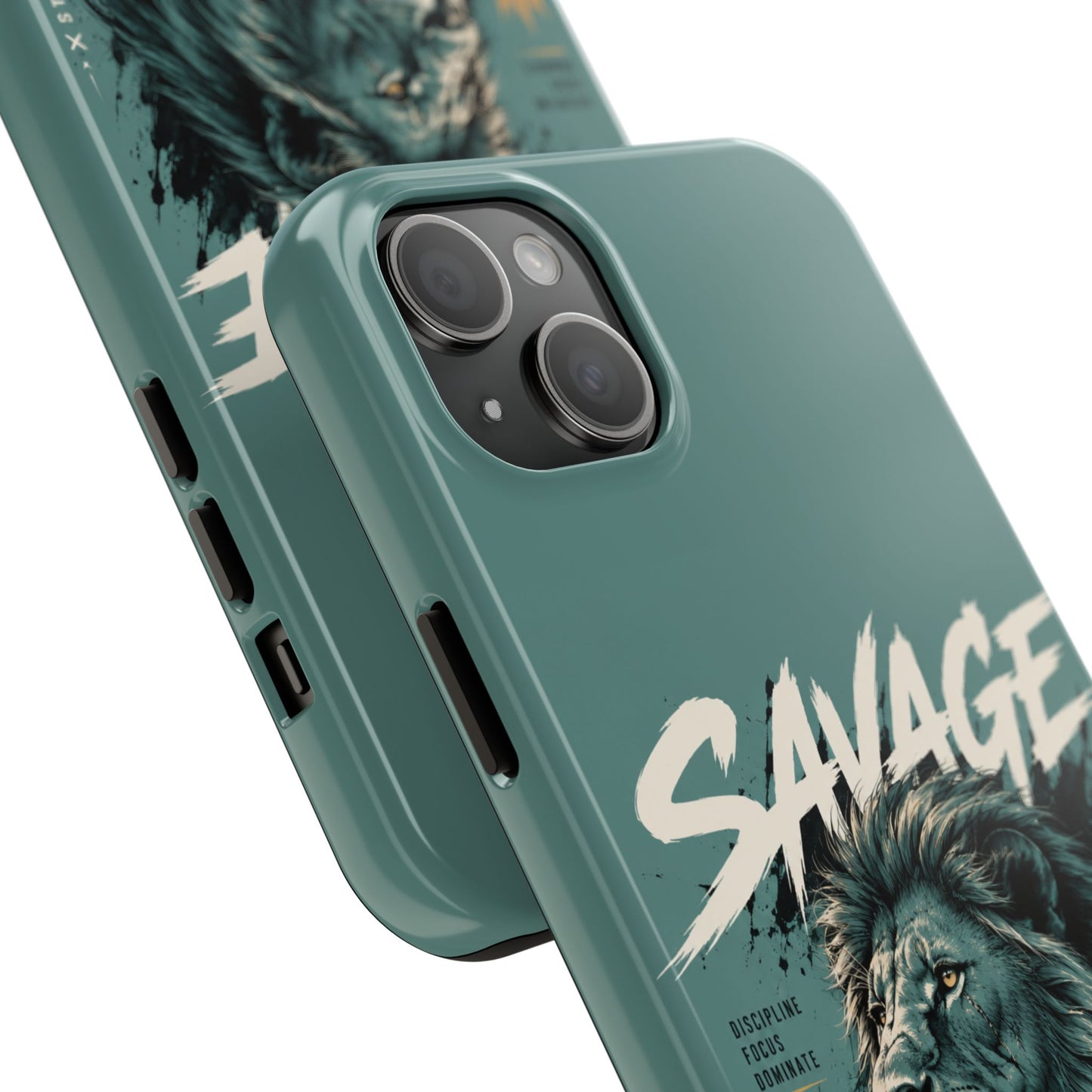 Savage Lion Tough Phone Case – 'Born to Lead' Rugged Protective Cover