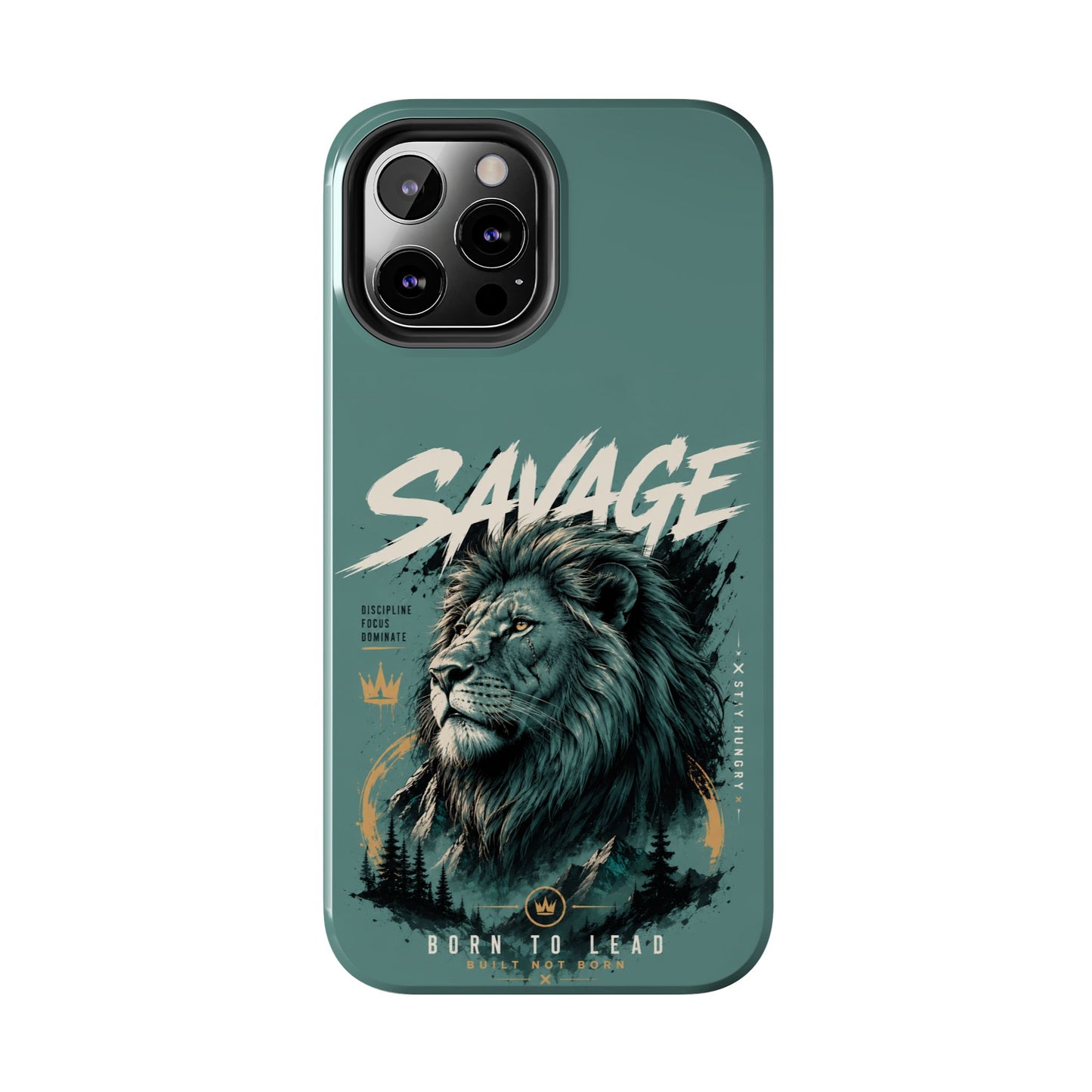Savage Lion Tough Phone Case – 'Born to Lead' Rugged Protective Cover