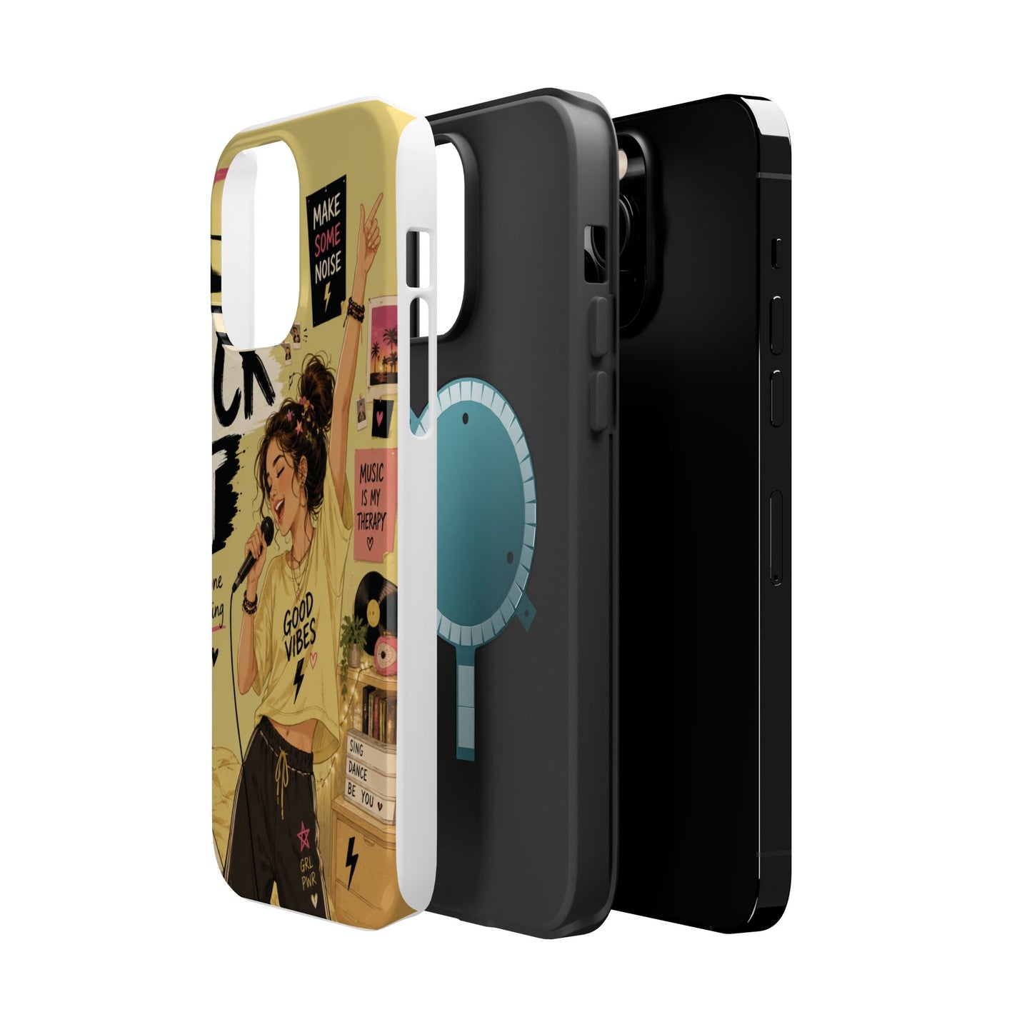 Singer Illustration Phone Case — 'Good Vibes' Magnetic Impact-Resistant Case