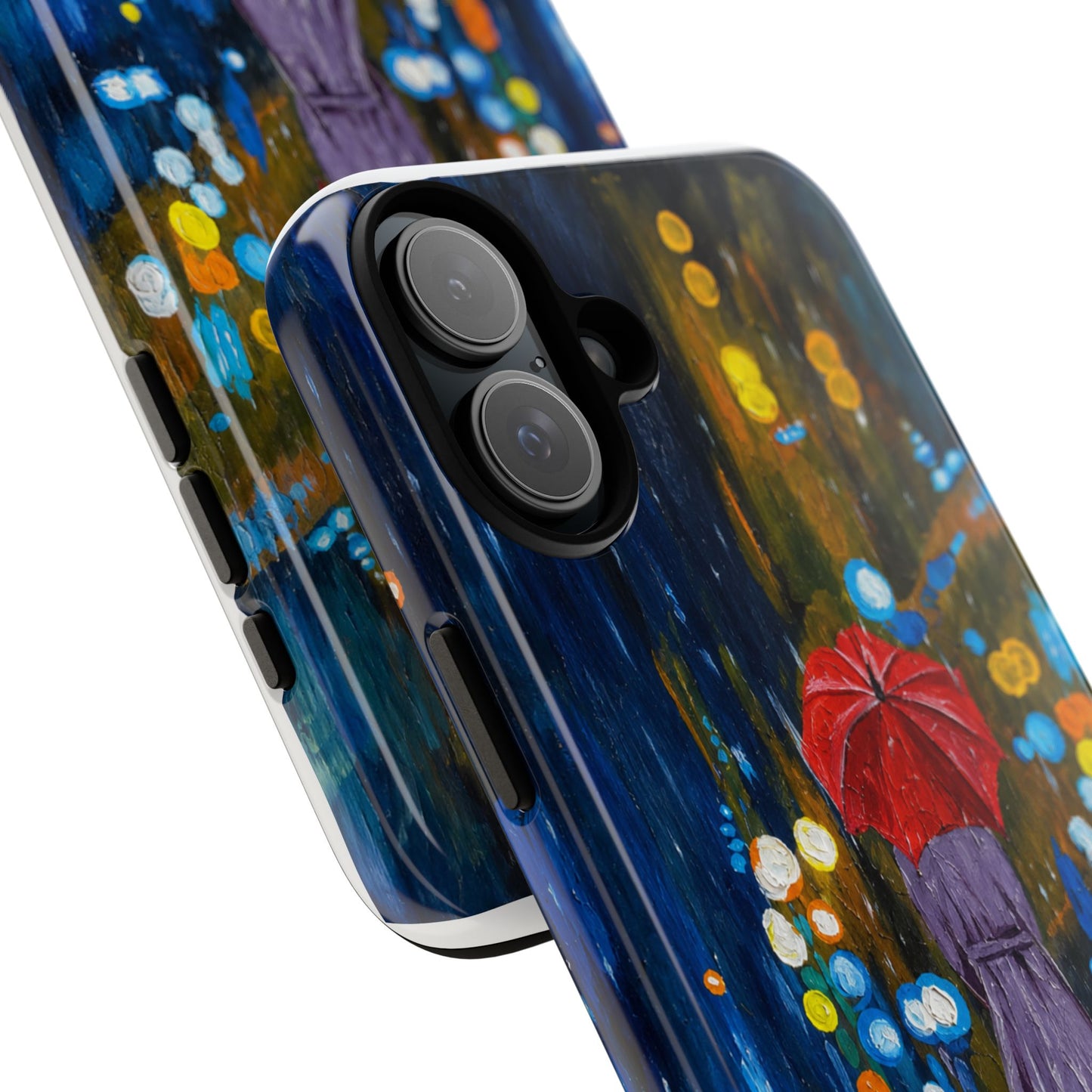 Rainy Night Phone Case — Woman with Red Umbrella Art