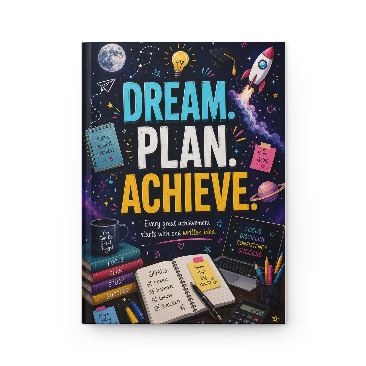 Dream. Plan. Achieve. Hardcover Matte Journal.A Premium Journal for Big Dreams, Bright Ideas & Everyday Success