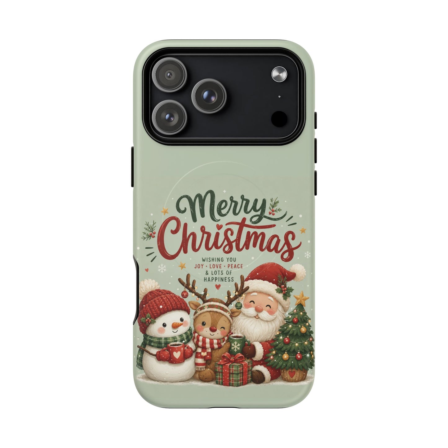 Christmas Phone Case — “Merry Christmas” Santa & Friends Tough Magnetic Case