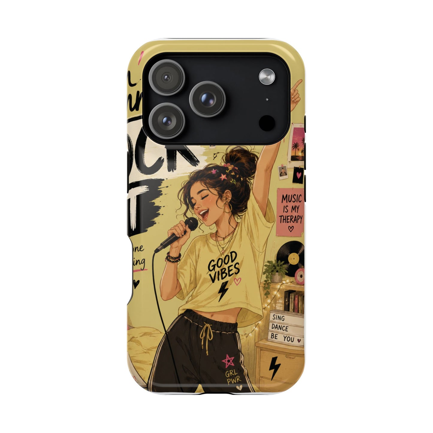 Singer Illustration Phone Case — 'Good Vibes' Magnetic Impact-Resistant Case