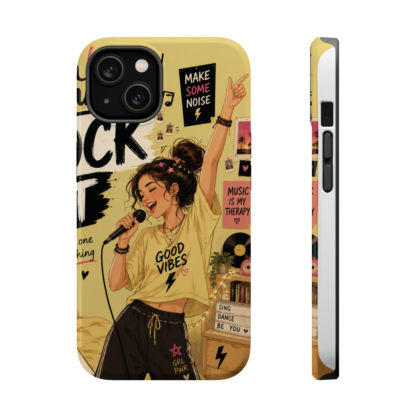 Singer Illustration Phone Case — 'Good Vibes' Magnetic Impact-Resistant Case