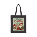 Christmas Tote Bag — 'Merry Christmas' Vintage Santa & Snowman Canvas Gift Tote