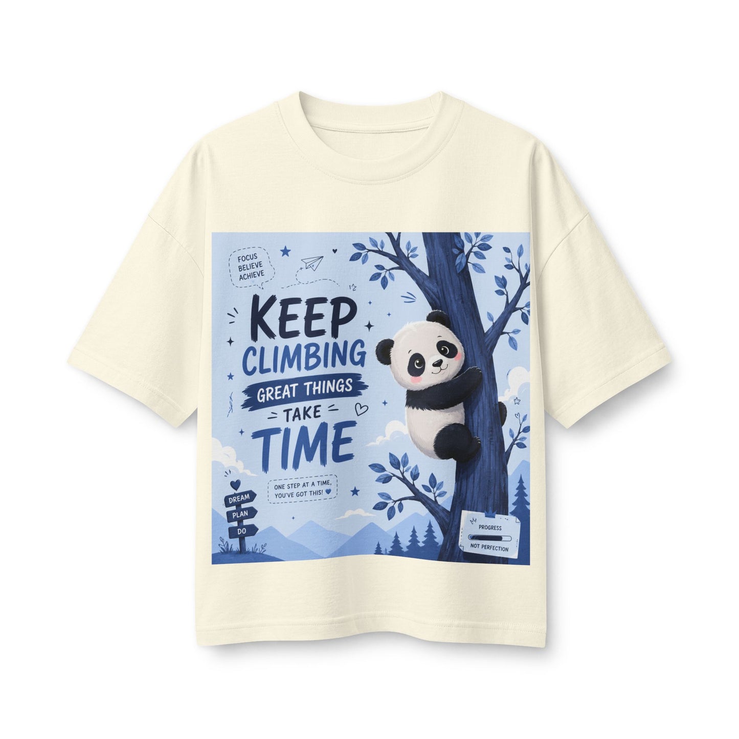 Keep Climbing Panda Tee — Inspirational Women’s Graphic T-Shirt