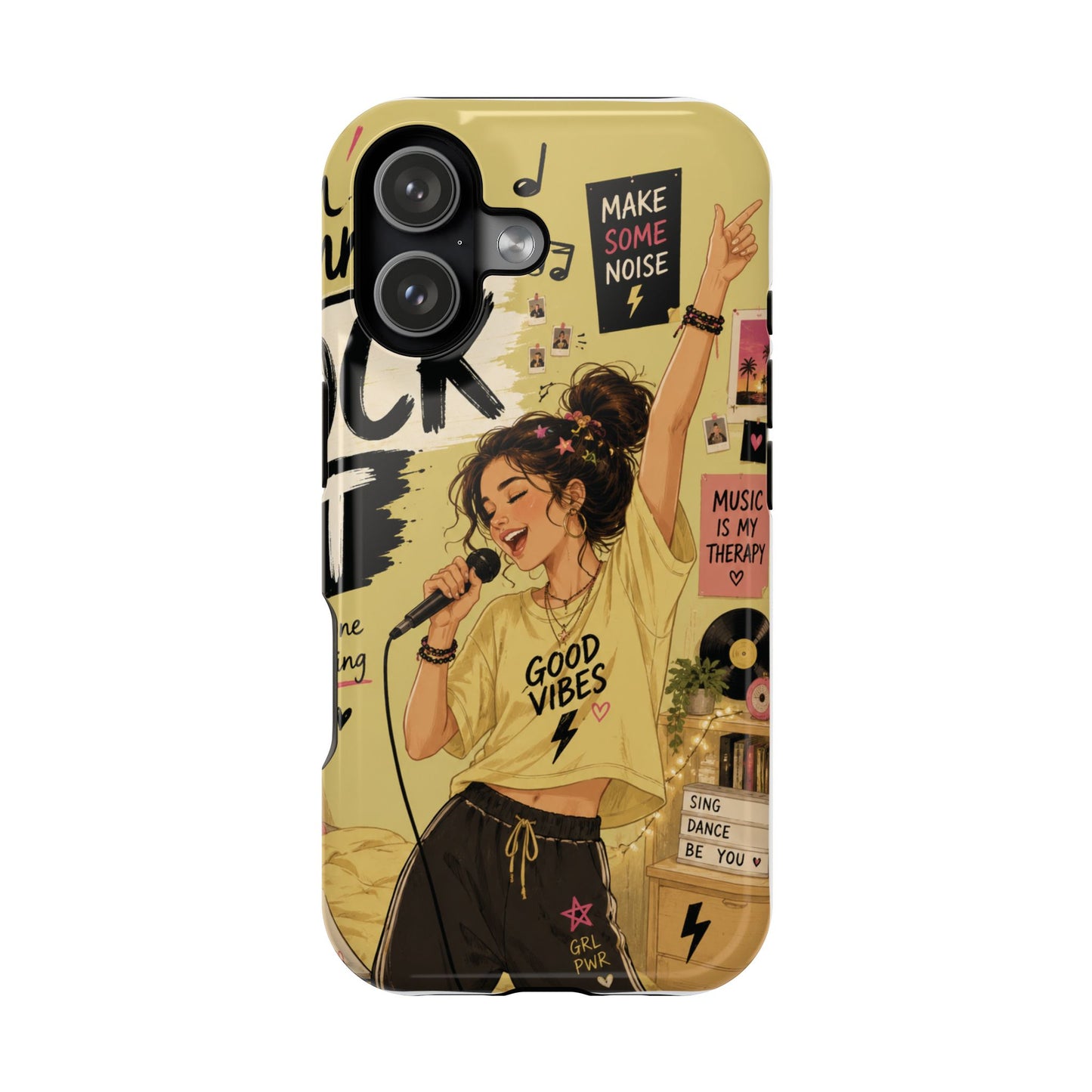 Singer Illustration Phone Case — 'Good Vibes' Magnetic Impact-Resistant Case