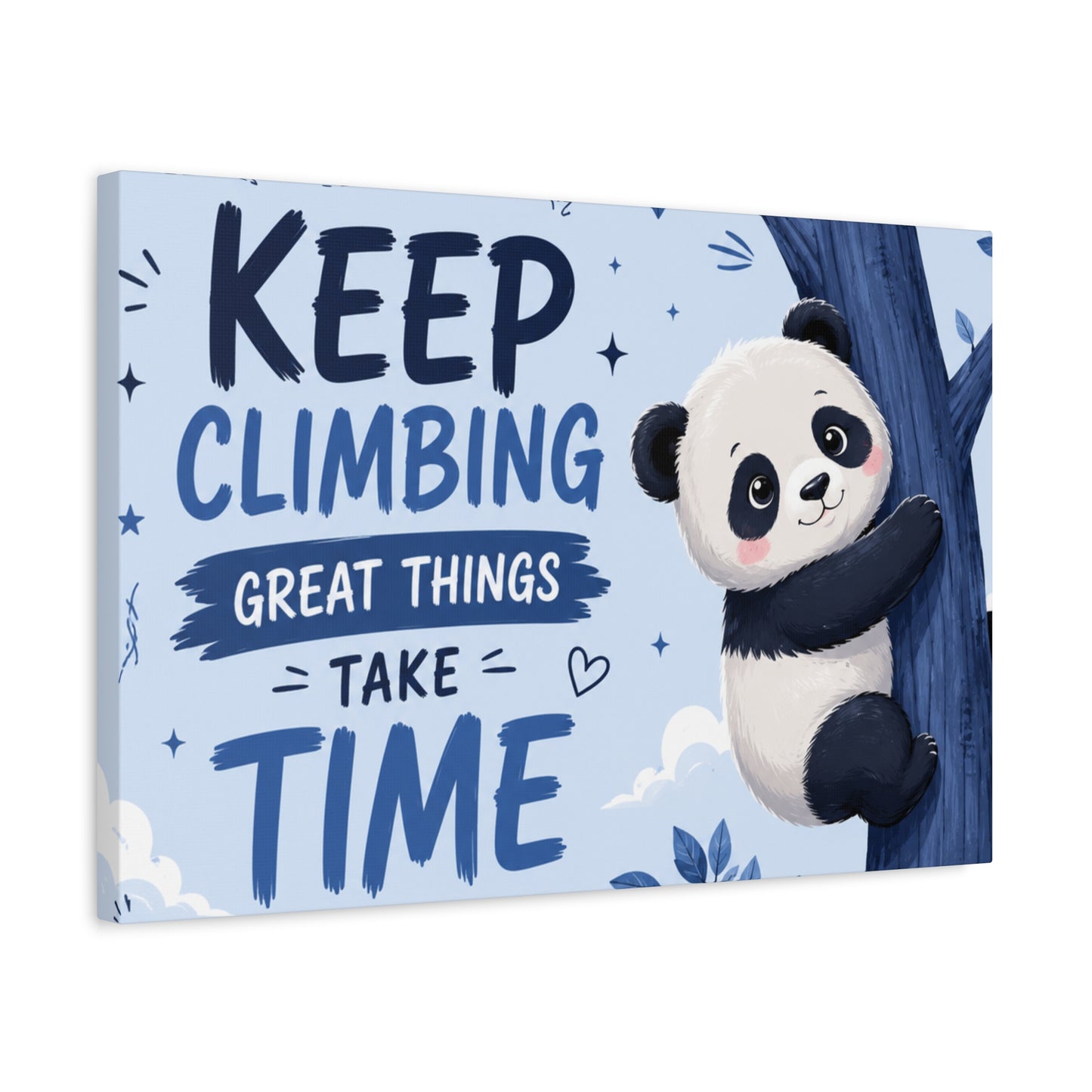 Keep Climbing Panda Canvas Wall Art – Cute Inspirational Nursery Decor for Kids Bedroom & Playroom