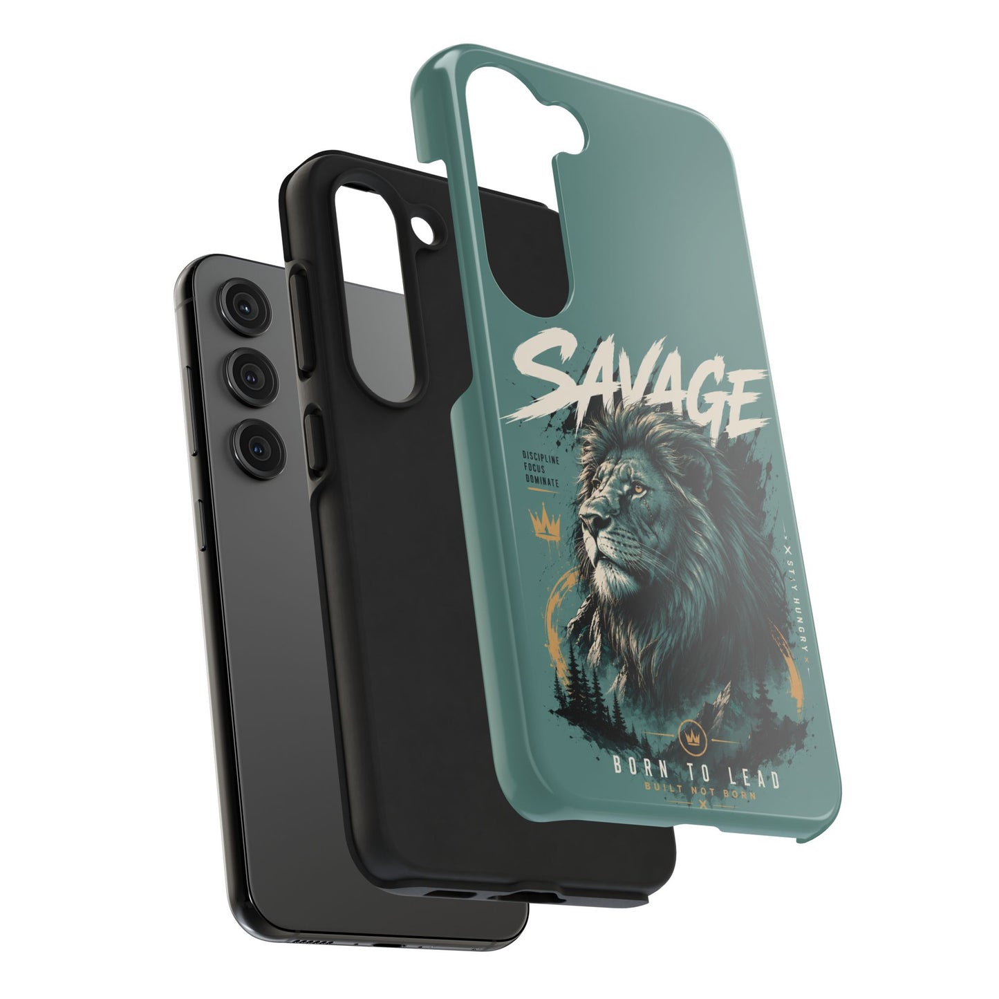 Savage Lion Tough Phone Case – 'Born to Lead' Rugged Protective Cover