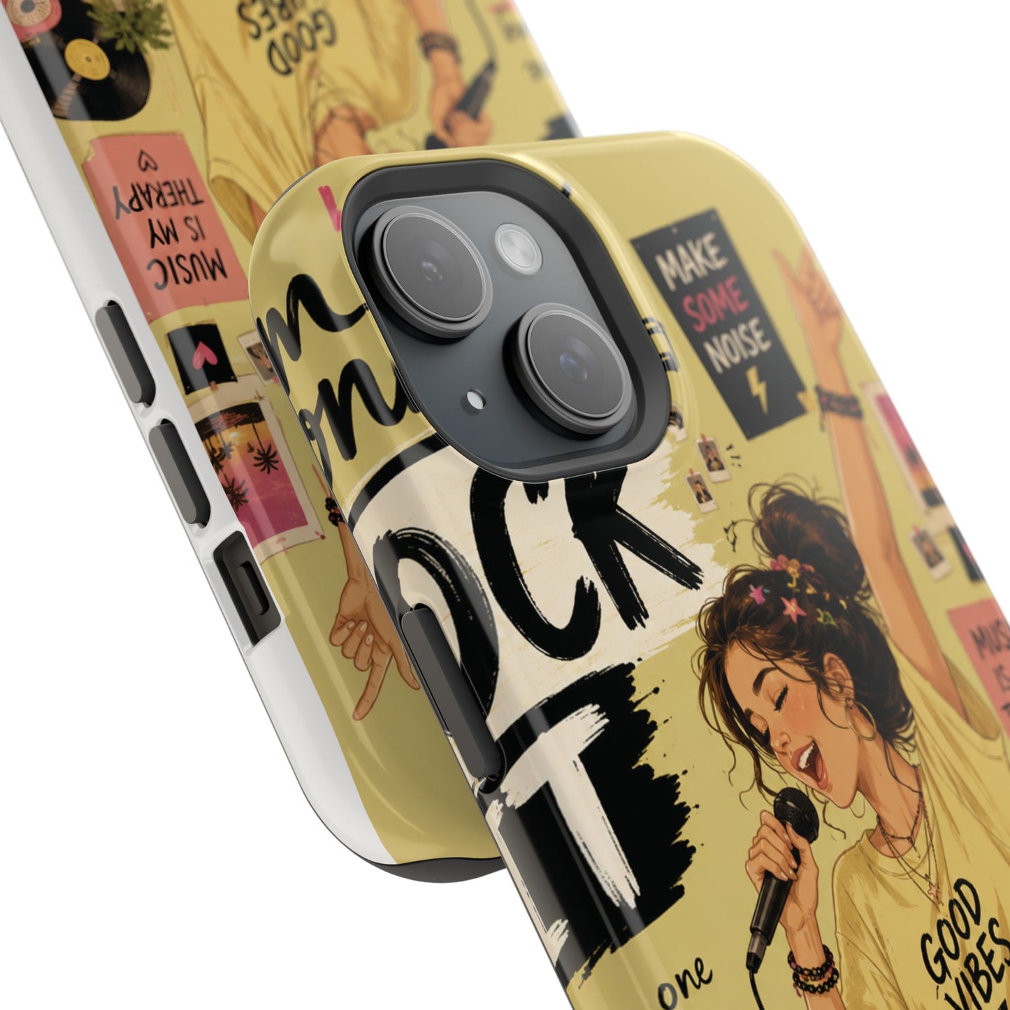 Singer Illustration Phone Case — 'Good Vibes' Magnetic Impact-Resistant Case