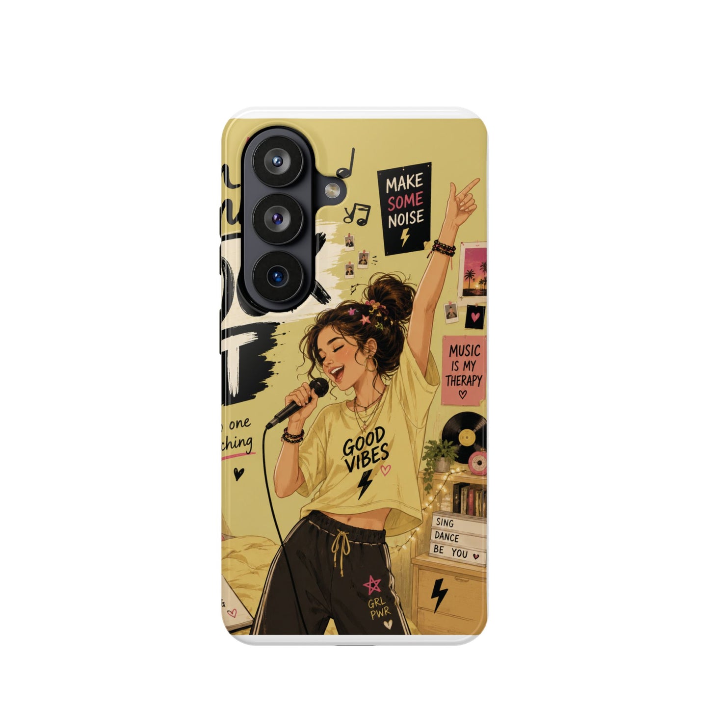 Singer Illustration Phone Case — 'Good Vibes' Magnetic Impact-Resistant Case