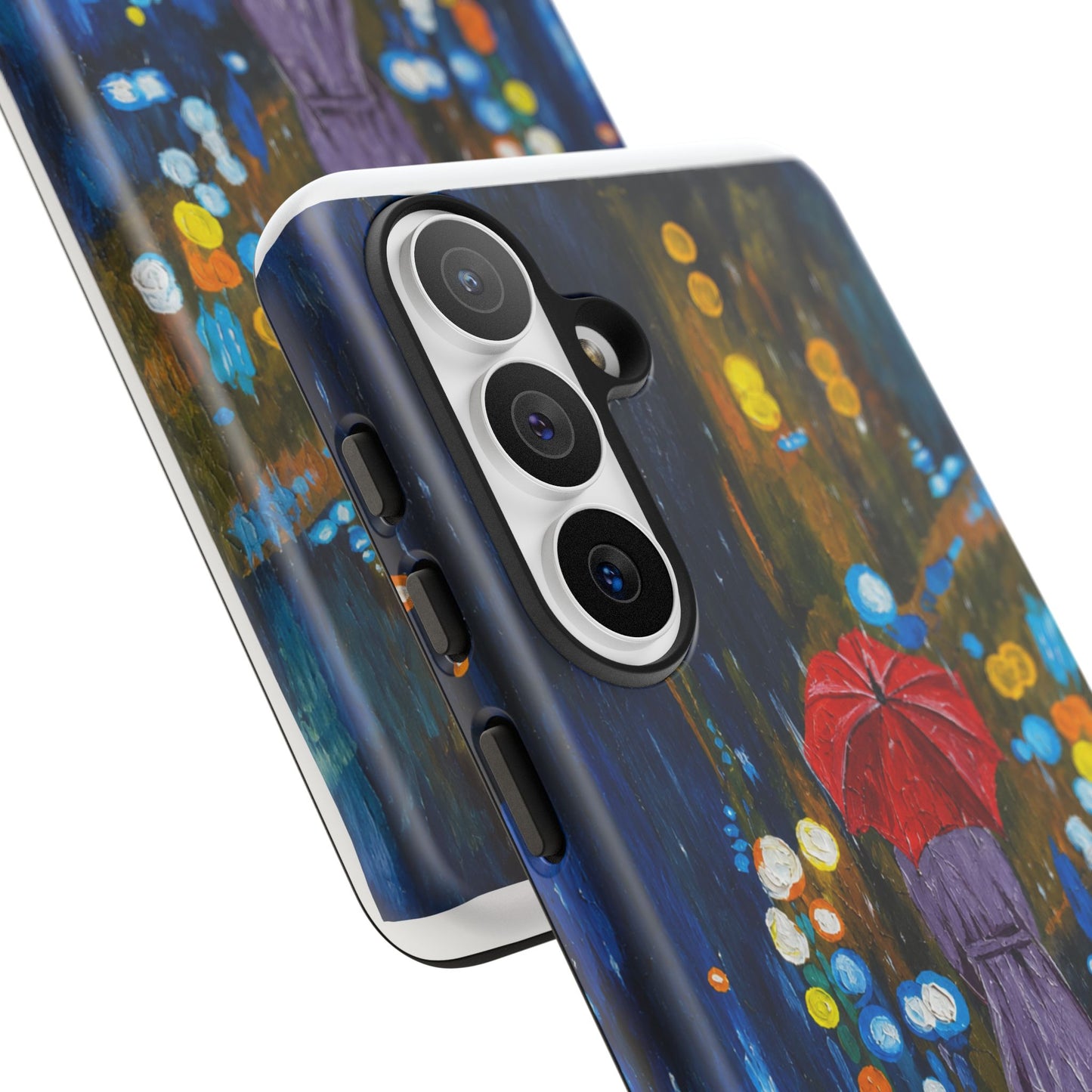 Rainy Night Phone Case — Woman with Red Umbrella Art